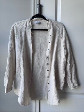 Light Cream Textured Button-Down Shirt